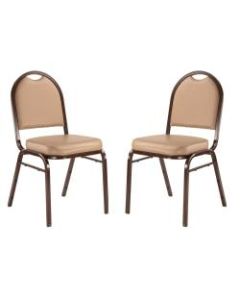 National Public Seating Dome-Back Stacking Chairs, Vinyl, French Beige/Mocha, Set Of 2