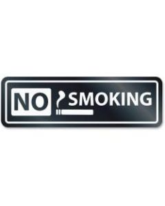HeadLine No Smoking Window Sign - 1 Each - No Smoking Print/Message - 8.5in Width x 2.5in Height - Rectangular Shape - Self-adhesive, Removable - White, Clear