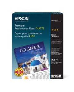 Epson Premium Presentation Paper, Letter Size (8 1/2in x 11in), 44 Lb, Ream Of 50 Sheets, # S041257