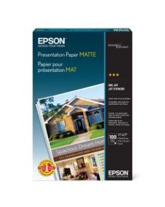 Epson Presentation Paper, Matte, Ledger Size (11in x 17in), 27 Lb, Pack Of 100 Sheets, # S041070