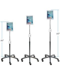 CTA Digital Heavy-Duty Security Gooseneck Floor Stand for 7-13 Inch Tablets - Up to 13in Screen Support - 58in Height - Floor Stand - Aluminum, Chrome Plated