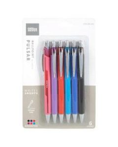 Office Depot Brand Pulsar Advanced Ink Ballpoint Pens, Conical/Medium Point, 0.8 mm, Fashion Assorted Barrel Colors, Assorted Ink Colors, Pack Of 6