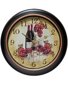 Infinity Instruments Valencia 12in Round Wall Clock, Black/Rose Gold