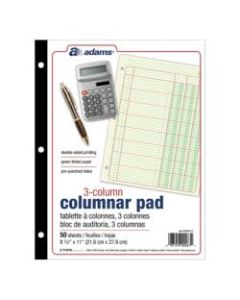 Adams Analysis Pad, 8 1/2in x 11in, 100 Pages (50 Sheets), 3 Columns, Green
