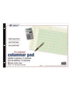 Adams Analysis Pad, 16 3/8in x 11in, 100 Pages (50 Sheets), 13 Columns, Green