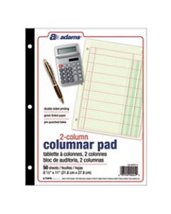 Adams Analysis Pad, 8 1/2in x 11in, 100 Pages (50 Sheets), 2 Columns, Green