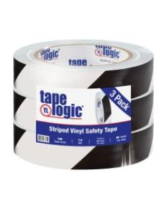 BOX Packaging Striped Vinyl Tape, 3in Core, 1in x 36 Yd., Black/White, Case Of 3