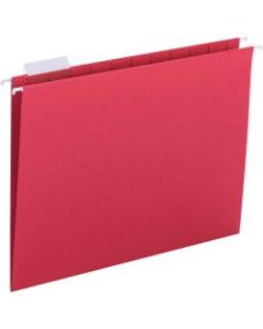 Business Source 1/5 Tab Cut Letter Recycled Hanging Folder - 8 1/2in x 11in - Red - 25 / Box