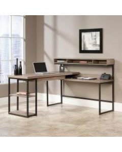 Sauder Transit Multi-Tiered L-Shaped Desk, Salted Oak