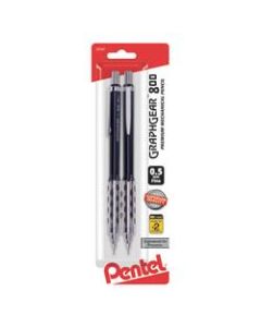 Pentel Graph Gear 800 Mechanical Pencil, 0.5mm, #2 Lead, Black Barrel, Pack Of 2