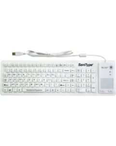 SaniType FLEX TOUCH Keyboard - Cable Connectivity - USB Interface - 103 Key On/Off Switch Hot Key(s) - QWERTY Layout - Workstation, Mobile Phone - TouchPad - Windows - Membrane Keyswitch