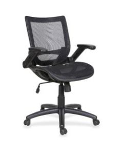 Lorell Flipper Arm Mid-Back Mesh Task Chair, Black
