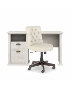 Bush Furniture Yorktown 50inW Home Office Desk And Chair Set, Linen White Oak, Standard Delivery