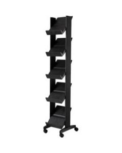 Paperflow Literature Rack - 5 Compartment(s) - 65.9in Height x 13.8in Width x 15.2in Depth - Floor - Adjustable Shelf, Caster - Black - Polystyrene, Metal - 1 Each