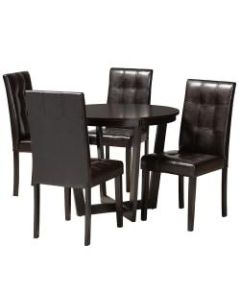Baxton Studio Vida Dining Set, 29-15/16inH x 35-7/16inW x 35-7/16inD, Dark Brown