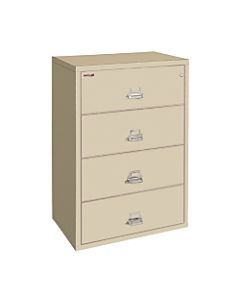 FireKing UL 1-Hour 31-1/8inW Lateral 4-Drawer File Cabinet, Metal, Parchment, White Glove Delivery