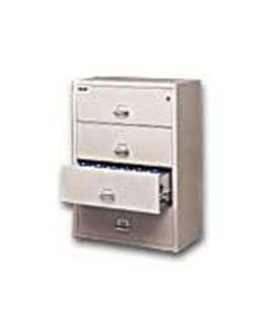 FireKing UL 1-Hour 31-1/8inW Lateral 4-Drawer File Cabinet, Metal, Platinum, White Glove Delivery
