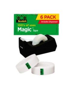 Scotch Magic Tape With Desktop Dispenser, 3/4in x 1000in, Clear, Pack of 6 rolls