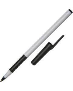 SKILCRAFT Alphabasic Ballpoint Pens With Grip, Medium Point, White Barrel, Black Ink, Pack Of 12 (AbilityOne 7520-01-557-3155)