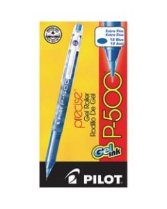 Pilot Gel Ink Rollerball Pens, P-500, Extra-Fine Point, 0.5 mm, Blue Barrel, Blue Ink, Pack Of 12 Pens