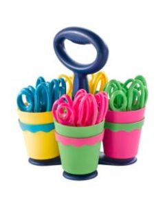 Westcott Kids Anti-Microbial Product Protection Scissors With Caddy, 5in, Blunt, Multicolor, Pack Of 24