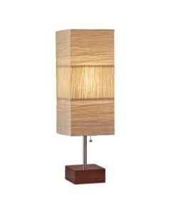 Adesso Sahara Table Lamp, 26inH, Natural Shade/Walnut And Brushed-Steel Base