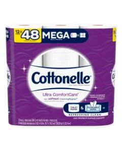 Cottonelle Ultra Comfort Care 2-Ply Mega Toilet Paper, 284 Sheets Per Roll, Pack Of 12 Rolls