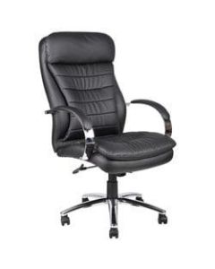 Boss Office Products Ergonomic High-Back Executive Chair, 49inH x 27inW x 32-1/2inD, Black/Chrome