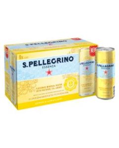 Nestle S.Pellegrino Essenza Flavored Mineral Water, Lemon & Lemon Zest, 11.15 Oz, Pack Of 8 Cans