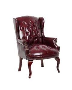 Boss Office Products Traditional High-Back Chair, 41-1/2inH, Burgundy/Mahogany