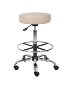 Boss Medical Stool With Foot Ring, 34inH x 25inW X 25inD, Beige/Chrome