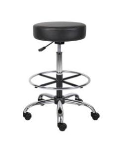 Boss Medical Stool With Foot Ring And Antimicrobial Vinyl, 34inH x 25inW X 25inD, Black/Chrome
