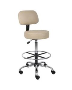 Boss Medical Stool With Back And Foot Ring, 47inH x 25inW x 25inD, Beige/Chrome