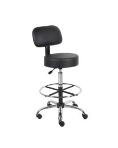 Boss Office Products Antimicrobial Medical Stool With Back And Foot Ring, Black/Chrome