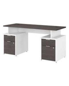 Bush Business Furniture Jamestown Desk With 4 Drawers, 60inW, Storm Gray/White, Standard Delivery