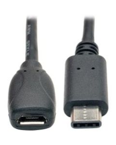 Tripp Lite 6 Inch USB 2.0 Hi-Speed Adapter Cable USB Type-C USB-C to USB Micro-B M/F - USB for Tablet, Ultrabook - 1 x Type C Male USB - 1 x Type B Female Micro USB"