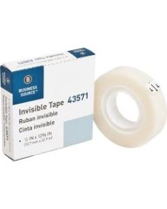 Business Source 1/2in Invisible Tape Refill Roll - 36 yd Length x 0.50in Width - 1in Core - Clear