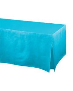 Amscan Flannel-Backed Vinyl Fitted Table Cover, 27inH x 31inW x 72inD, Caribbean Blue