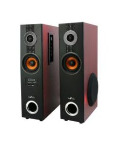 BeFree Sound 2.1 Channel Bluetooth Dual Tower Speakers, Wood