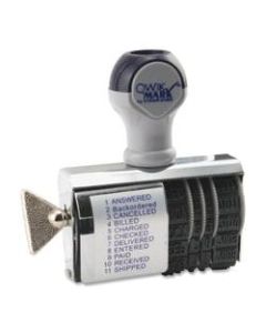 QWIKMARK 11-Message Phrase Date Stamp, 0.38in x 2in Impression, Gray