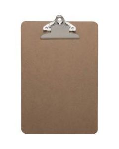 Business Source Standard Metal Clip Clipboard - Standard - 6in x 9in - Hardboard - Brown - 1 Each