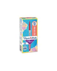 Paper Mate Flair Porous-Point Pens, Ultra Fine Point, 0.3 mm, Red Barrel, Red Ink, Pack Of 12