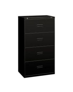 HON 400 30inW Lateral 4-Drawer File Cabinet, Metal, Black