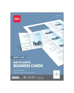 Office Depot Brand Matte Business Cards, 2in x 3 1/2in, White, Pack Of 1,000