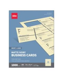 Office Depot Brand Matte Business Cards, 2in x 3 1/2in, Ivory, Pack Of 1,000