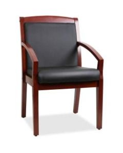 Lorell Sloping Arms Bonded Leather Wood Guest Chair, Black/Cherry