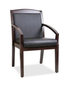 Lorell Sloping Arms Bonded Leather Wood Guest Chair, Black/Espresso