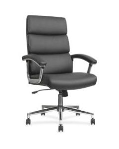 Lorell Ergonomic Bonded Leather/Chrome High-Back Chair, Black