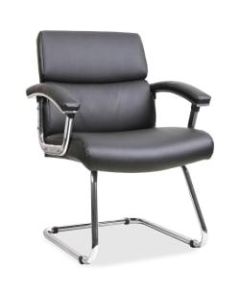 Lorell Bonded Leather/Chrome Guest Chair, Black