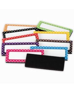 Teacher Created Resources Polka-Dotted Magnetic Labels, 2 1/2in x 1in, Assorted Colors, Pack Of 30, Case Of 3